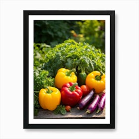 Assorted Vegetables Straight From The Garden Rich In Color And Variety Including Vibrant Red Tomat Art Print