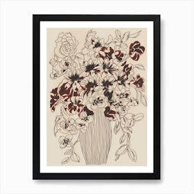 Floral Still Life Sketch Line Art 12 Art Print