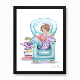 Reading In A Cosy Chair Art Print