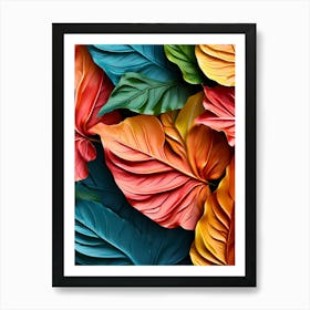 Colorful Leaves Background Art Print