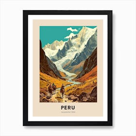 Salkantay Trek Peru Vintage Hiking Travel Poster Art Print