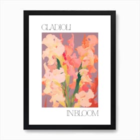 Gladioli In Bloom Flowers Bold Illustration 4 Art Print