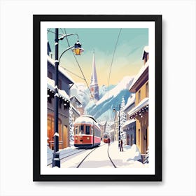 Vintage Winter Travel Illustration Chamonix France 1 Art Print