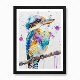 Kookaburra Colourful Watercolour 4 Art Print