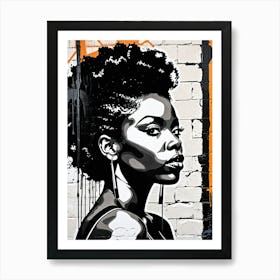 Vintage Graffiti Mural Of Beautiful Black Woman 59 Art Print