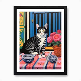 Cat On A Table 1 Art Print