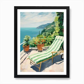 Sun Lounger By The Pool In Positano Italy Art Print