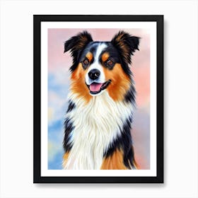 Australian Shepherd 4 Watercolour Dog Art Print