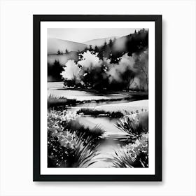 Black And White Landscape Painting Art Print