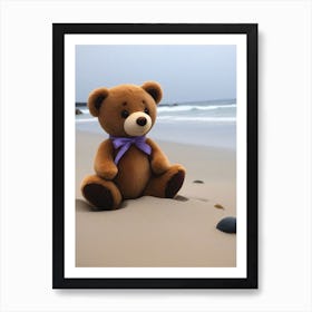 Teddy Bear On The Beach Art Print