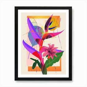 Heliconia 2 Neon Flower Collage Art Print