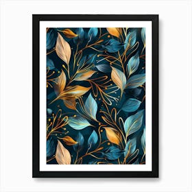 Seamless Pattern With Leaves Art Print