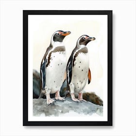 Humboldt Penguin Zavodovski Island Watercolour Painting 3 Art Print