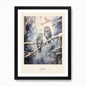 Winter Watercolour Owl 1 Poster Art Print