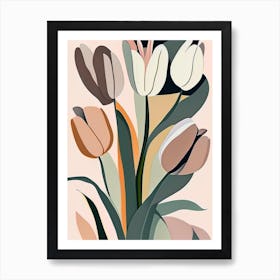 Tulip Wildflower Modern Muted Colours 2 Art Print