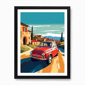 A Fiat 500 In The Tuscany Italy Illustration 2 Art Print