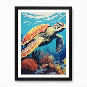 Sea Turtle Exploring The Ocean 2 Art Print