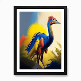 Therizinosaurus 1 Primary Colours Dinosaur Art Print