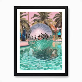 Disco Ball In A Pool, Summer Vibes 3 Art Print