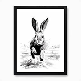 Rabbit Prints Black And White Ink 11 Art Print