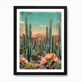 Kitsch Cactus Collage 1 Art Print