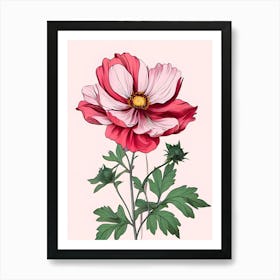 Pink Cosmos Flower Art Print