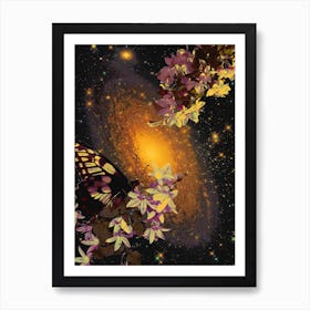 Surreal Science Fantasy Galaxy Butterflies Art Print