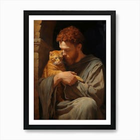 Monk Holding A Cat 7 Art Print