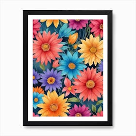 Colorful Flowers Art Print