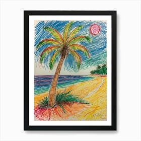 Palm Tree On The Beach Art Print