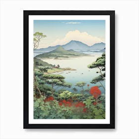 Amanohashidate In Kyoto, Ukiyo E Drawing 3 Art Print