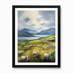 Flock Of Sheep In The Highlands Impressionism Style Art Print