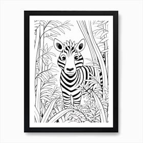 Line Art Jungle Animal Zebra 2 Art Print