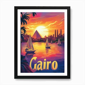 Aihrgdesign A 1970s Inspired Travel Poster For Cairo 4 Art Print