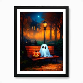 Ghost Sitting On A Bench 6 Art Print