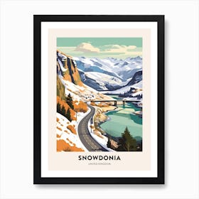 Vintage Winter Travel Poster Snowdonia National Park United Kingdom 2 Art Print