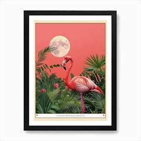 Greater Flamingo Yucatan Peninsula Mexico Tropical Illustration 1 Poster Art Print