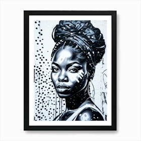 Graffiti Mural Of Beautiful Black Woman 90 Art Print