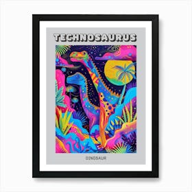 Abstract Geometric Colourful Dinosaurs Poster Art Print