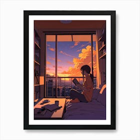 Anime Girl Reading A Book 8 Art Print