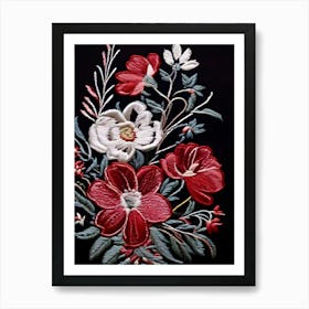 Embroidered Flowers 3 Art Print