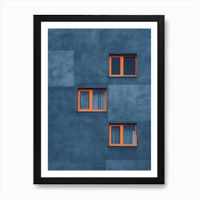 Blue Building With Orange Windows Art Print