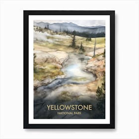 Yellowstone National Park Watercolor Vintage Travel Poster 4 Art Print