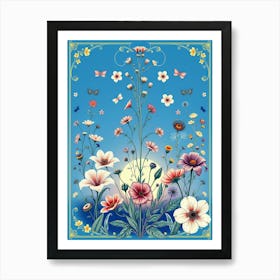 Flowers And Butterflies Art Print