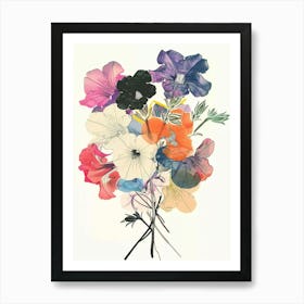 Petunia Collage Flower Bouquet Affiche