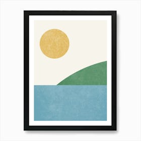 Sunny Ocean Island Minimalist Yellow Blue Green Art Print