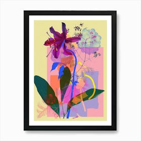 Baby S Breath 1 Neon Flower Collage Art Print