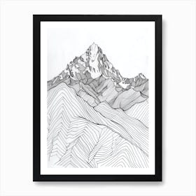 Kangchenjunga Nepalindia Line Drawing 4 Art Print