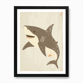 Friendly Shark Muted Pastels 3 Art Print