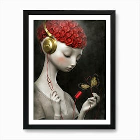 Girl Listening To Music 9 Art Print